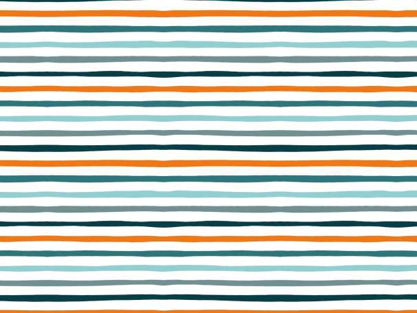 Jersey Stoff - Doodle Stripes - petrol-orange