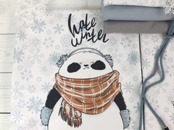 French Terry - PANEL - Panda, Hate Winter