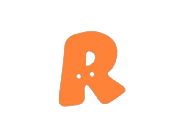 Buchstaben Knopf - orange - R