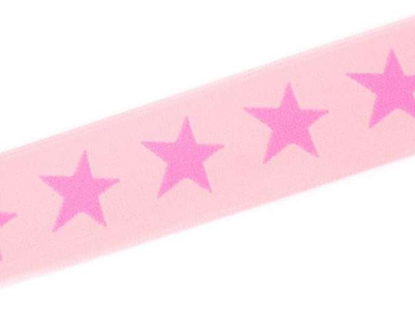 Gummiband STERN, beidseitig - 40 mm - blassrosa,rosa