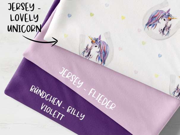 Stoffpaket - Lovely Unicorn - violett