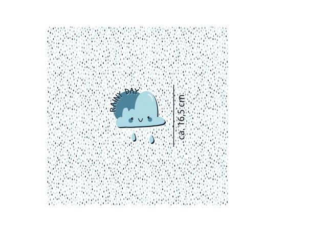 Jersey Stoff - Regenwolke RAINY DAY, blau - PANEL Maße