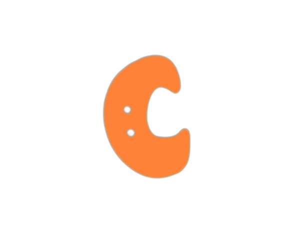 Buchstaben Knopf - orange - C