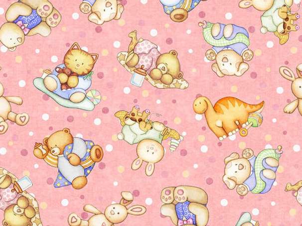 Baumwolle Stoff - Lullaby - Baby Animals, Pink