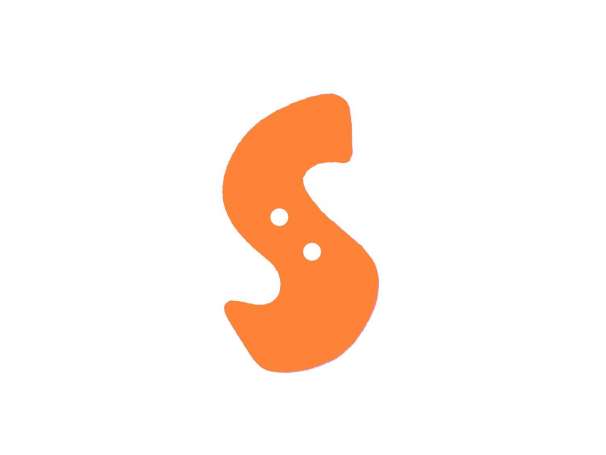 Buchstaben Knopf - orange - S
