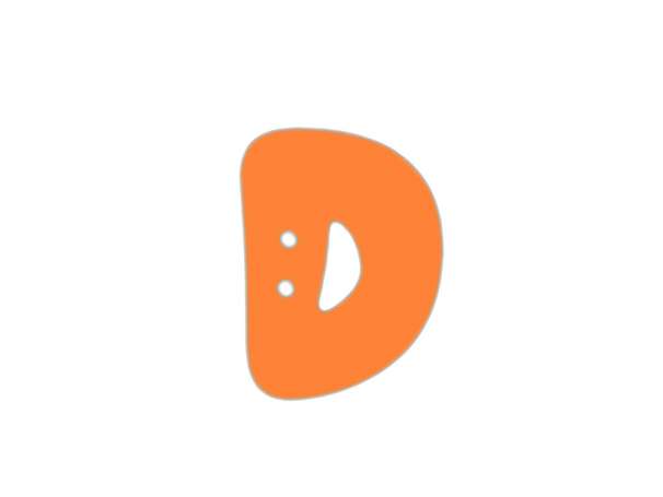 Buchstaben Knopf - orange - D
