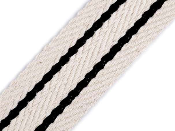 Baumwolle Gurtband - 40 mm - Streifen, natur 