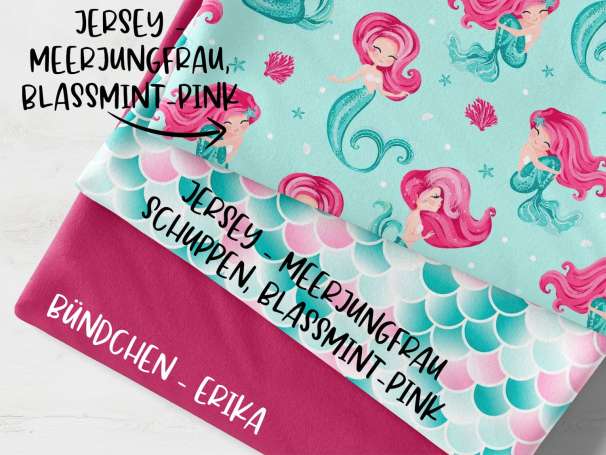 Stoffpaket - Meerjungfrau, blassmint-pink