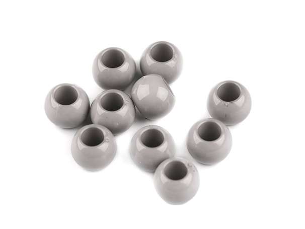 12 Kordel-Perlen - 9x12 mm - grau, dezent glänzend