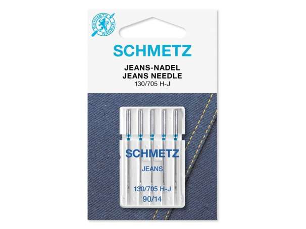 Schmetz - 5 Nähmaschinennadeln, Jeans-Nadel 130/705 H-J - NM 90/14