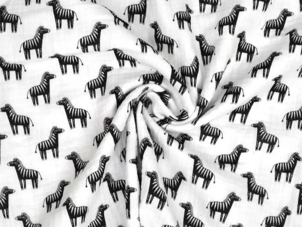 Musselin - Zebra - weiß