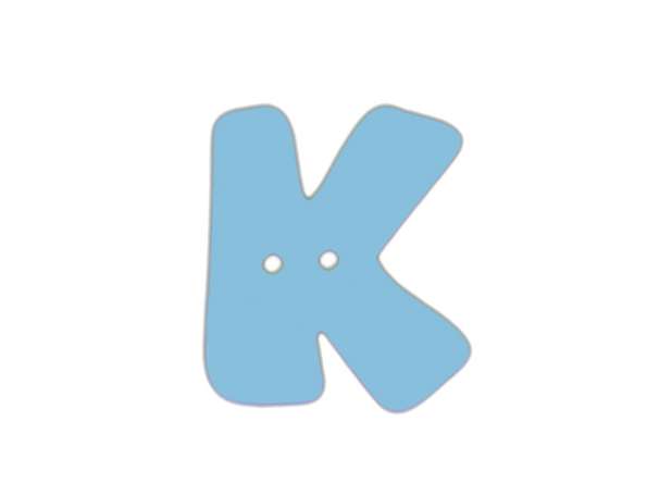Buchstaben Knopf - blau - K