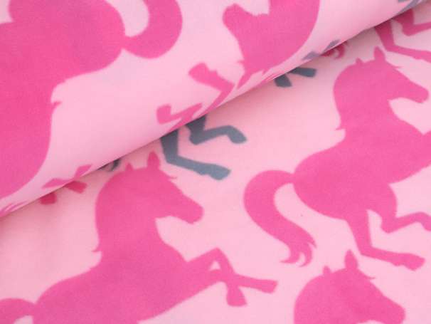 Fleece - David Textiles - Pretty Horses - pink