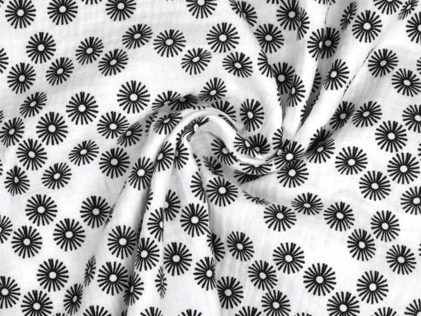 Musselin - Blumenkreise - weiß