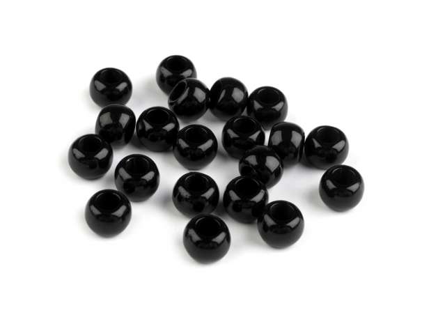 24 Kordel-Perlen - 6x8 mm - schwarz