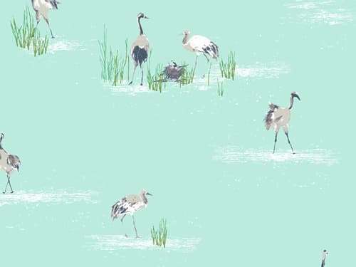 Baumwolle Stoff - Floralish - Wandering Cranes