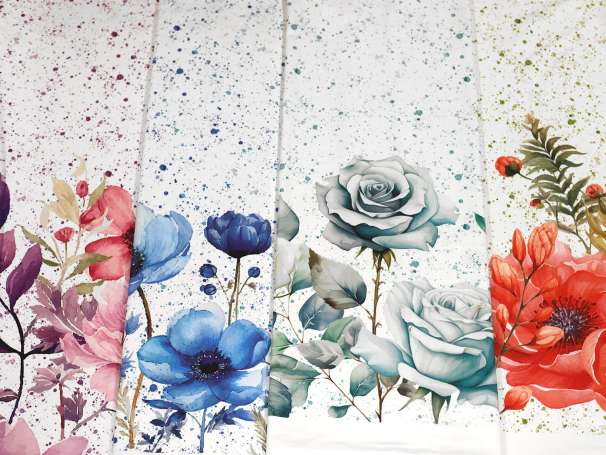 Jersey Stoff - Blumen Bordüre XXL - verschiedene Muster und Farben