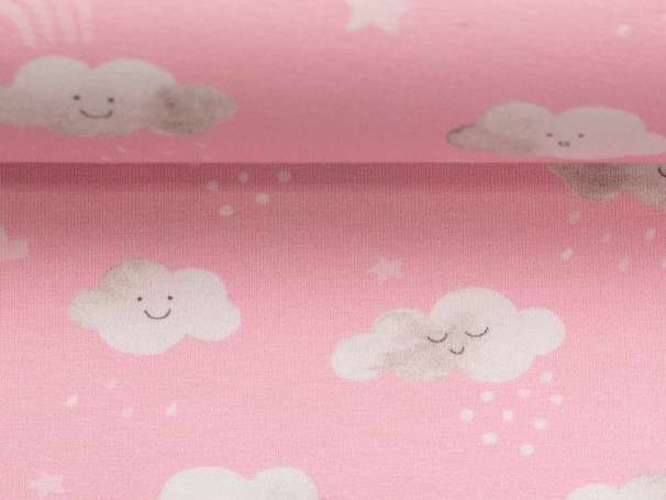 Jersey Stoff - Little Spring - Wolken rosa