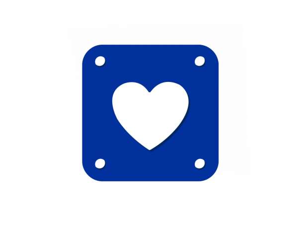 Label zum Annähen - Herz - blau