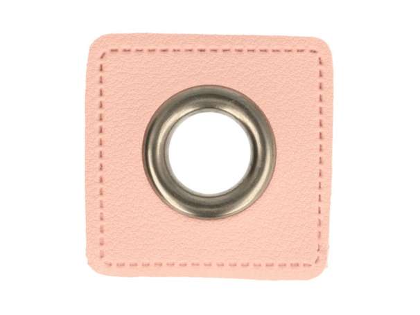 1 Kunstleder-Quadrat mit Öse - 12 mm - rosa-anthrazit