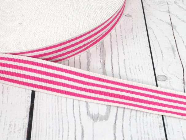Gurtband - 35 mm - Streifen, creme-pink