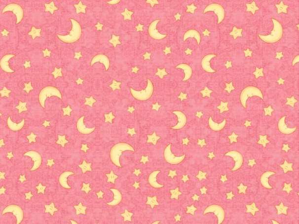 Baumwolle Stoff - Lullaby - Moon & Stars, Dark Pink