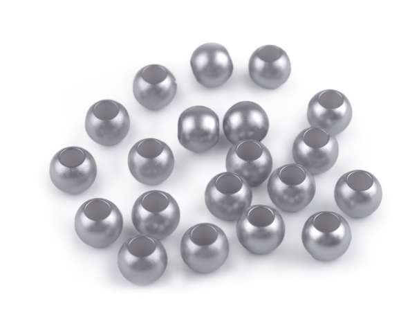 12 Kordel-Perlen - 7x10 mm - perlmutt grau