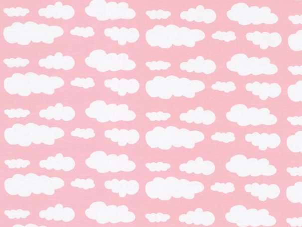 Jersey Stoff - Wolken - rosa