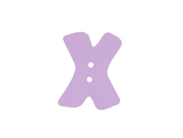 Buchstaben Knopf - lila - X