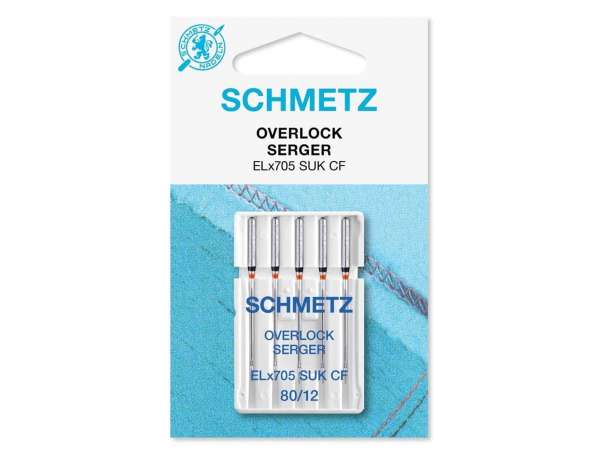 Schmetz - 5 Nähmaschinennadeln, Overlock-Nadel ELx705 SUK CF - NM 80/12