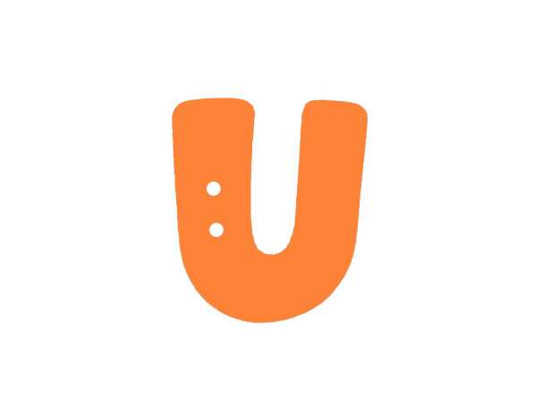 Buchstaben Knopf - orange - U