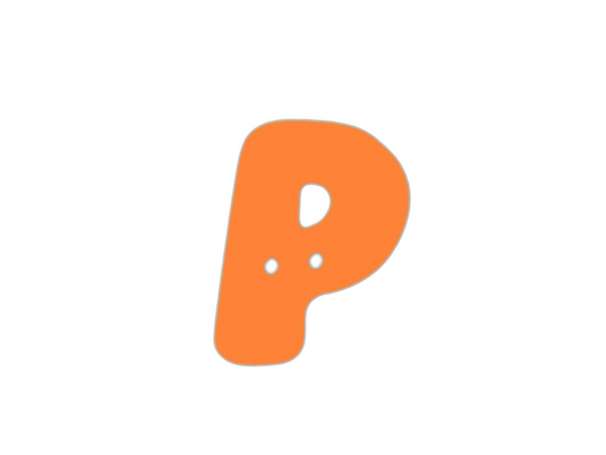 Buchstaben Knopf - orange - P