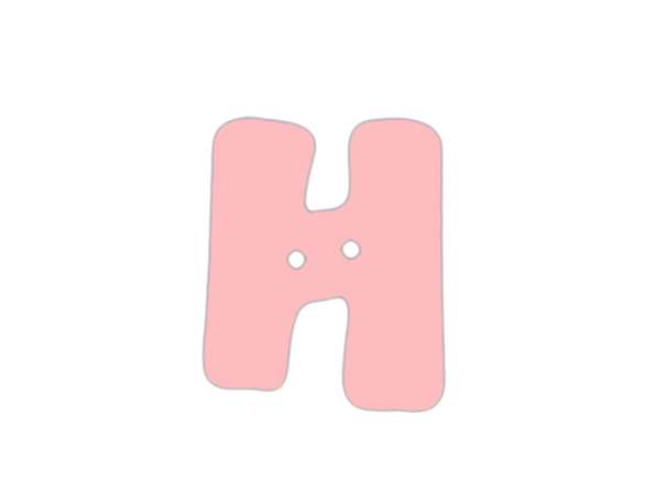 Buchstaben Knopf - rosa - H