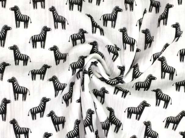 Musselin - Zebra - wollweiß